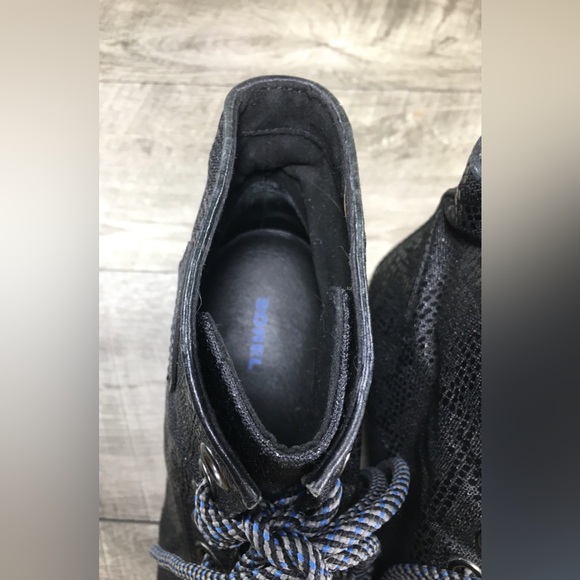 Sorel Women’s NL2264 Black Leather Premium Hidden Wedge Ankle Boots Size 10 - Picture 9 of 11